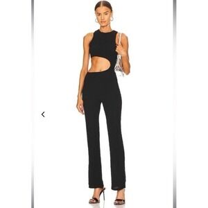 Lovers & Friends Asbury Jumpsuit Black Womens Size Medium Cutout One Shoulder